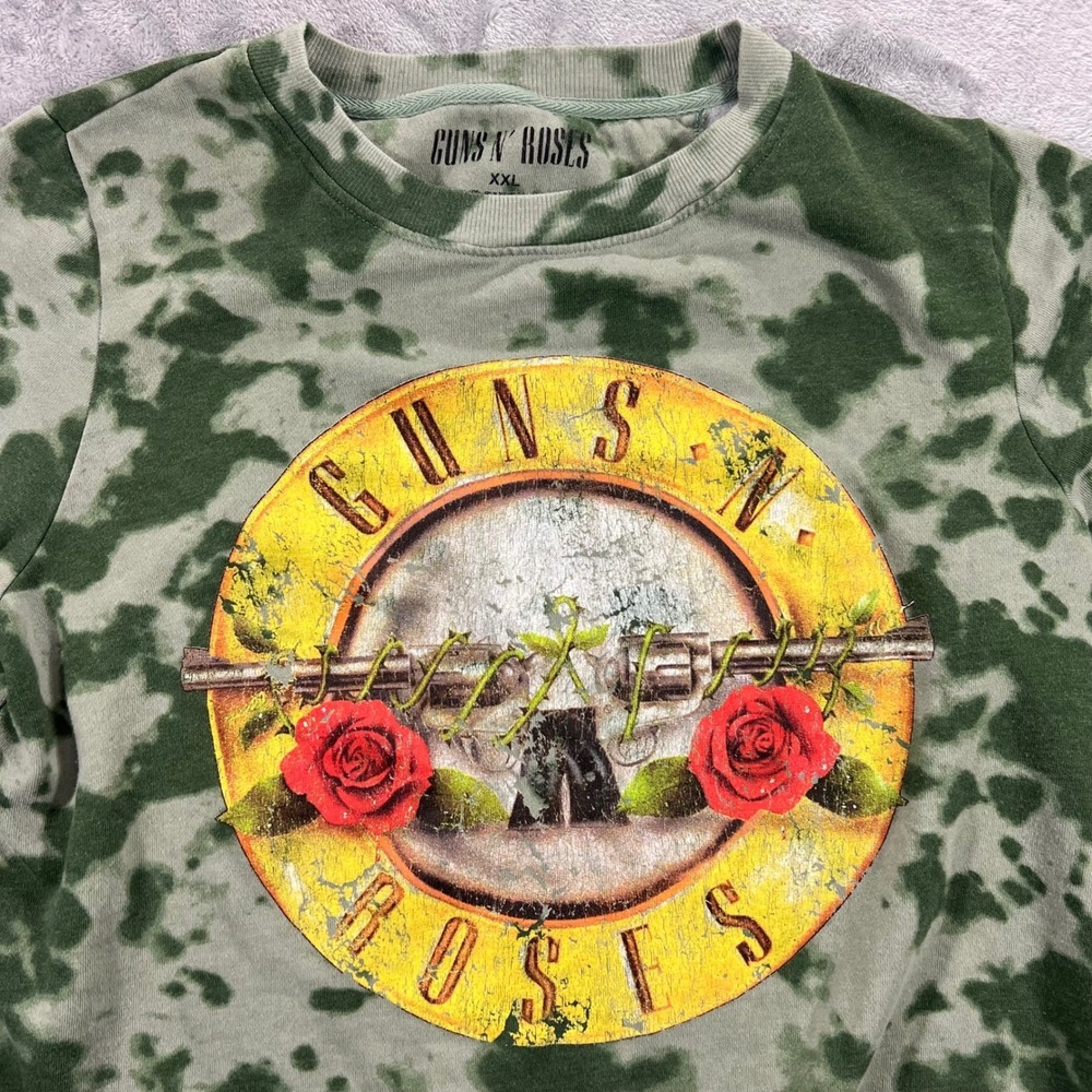 Guns N' Roses Sweatshirt‎ Mens XXL Green Tie Dye Graphic Band Pullover Casual